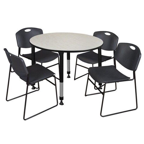 Regency Tables > Height Adjustable > Round Table & Chair Sets, 48 W, 48 L, 23-34 H, Maple TB48RNDPLAPBK44BK - main